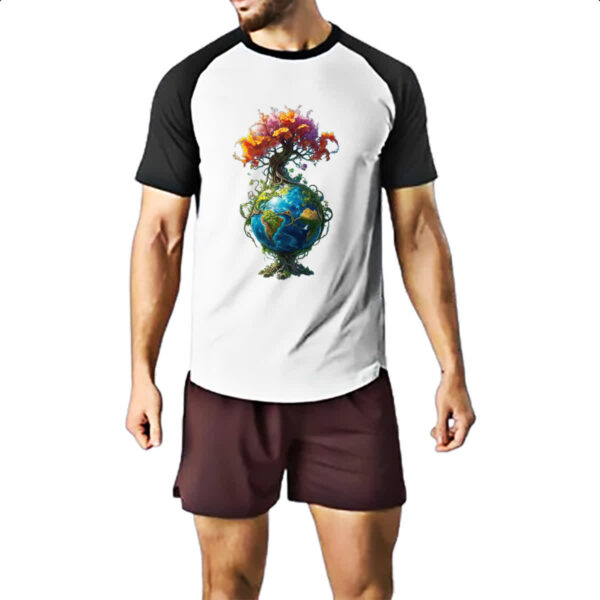 Camiseta Raglan Arvore da vida planeta Terra - Imagem 2