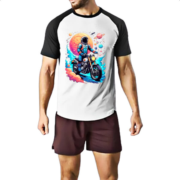 Camiseta Raglan Astronauta Motoqueiro - Imagem 2