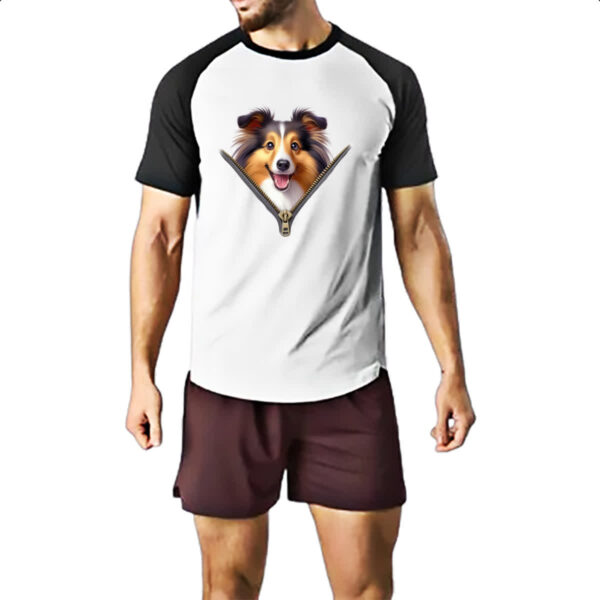 Camiseta Raglan Shetland Sheepdog no Ziper - Imagem 2
