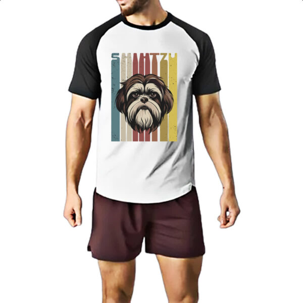 Camiseta Raglan Shih-tzu retro vintage - Imagem 2