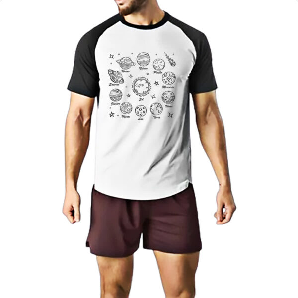 Camiseta Raglan Sistema solar desenho de caneta - Imagem 2