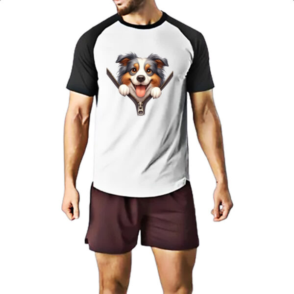 Camiseta Raglan Australian shepherd no Ziper - Imagem 2