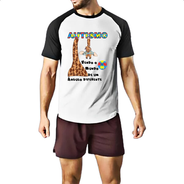 Camiseta Raglan Autismo vendo o mundo de um angulo diferente - Imagem 2