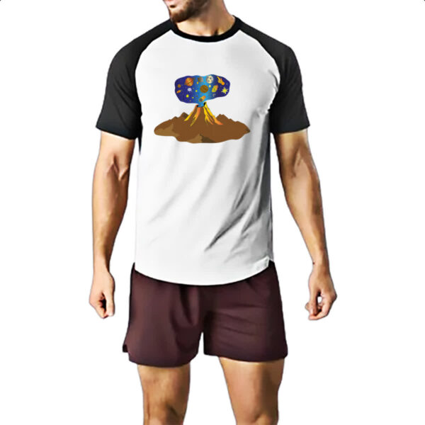 Camiseta Raglan Big Bang vulcao erupcao - Imagem 2