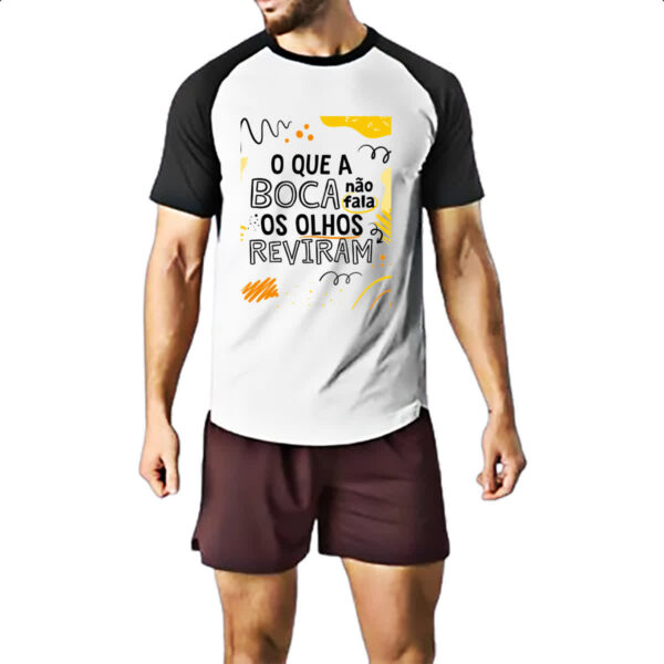 Camiseta Raglan Boca nao fala olhos reviram - Imagem 2