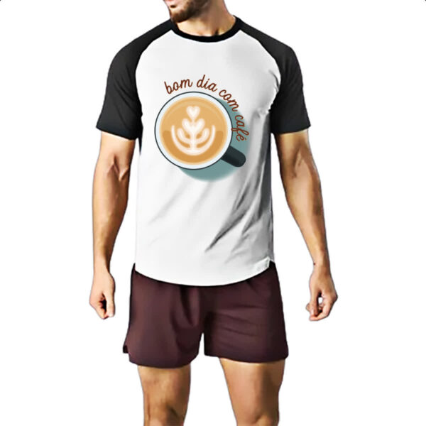Camiseta Raglan Bom dia com cafe - Imagem 2