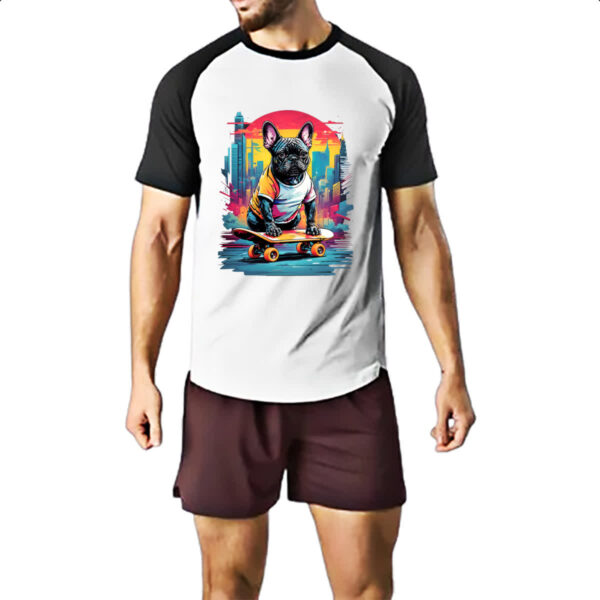 Camiseta Raglan Bulldog skatista color urbano - Imagem 2