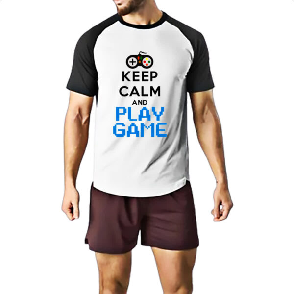 Camiseta Raglan Keep Calm and Play Game - Imagem 2