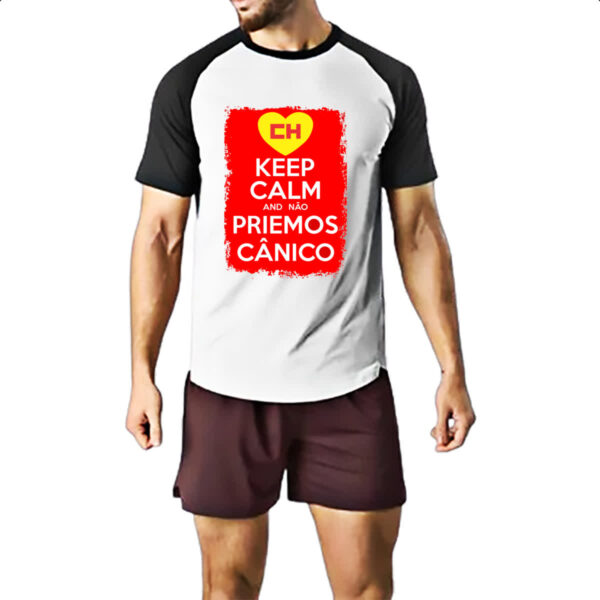 Camiseta Raglan Keep Calm and nao priemos canico - Imagem 2