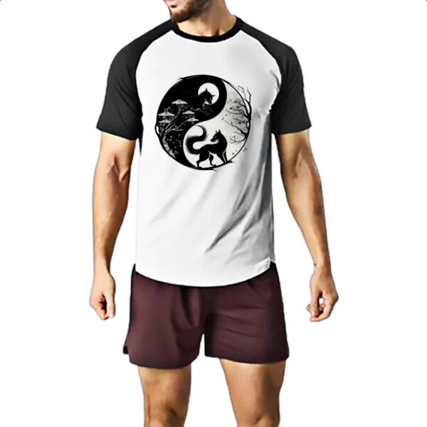 Camiseta Raglan Yin e Yang Raposas - Imagem 2