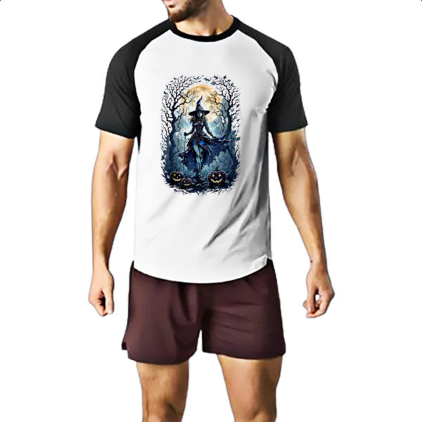 Camiseta Raglan Halloween Bruxa Noite Lua Cheia - Imagem 2