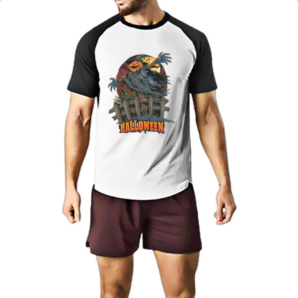 Camiseta Raglan Halloween pumpkin espantalho - Imagem 2