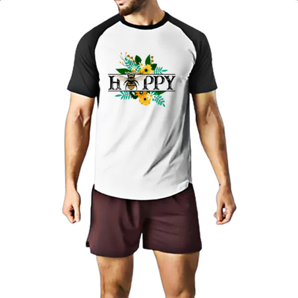 Camiseta Raglan Happy Bee vintage flores - Imagem 2