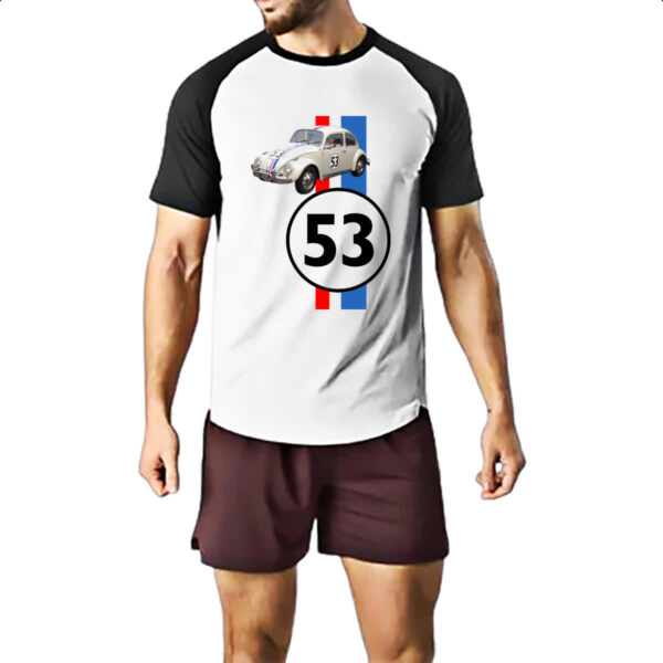 Camiseta Raglan Herbie 53 fusca falasse Logo e Carro - Imagem 2