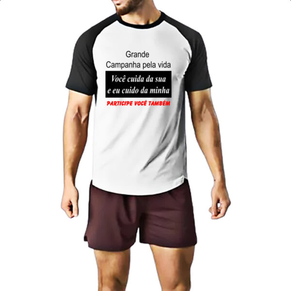 Camiseta Raglan Campanha cuide da sua vida - Imagem 2