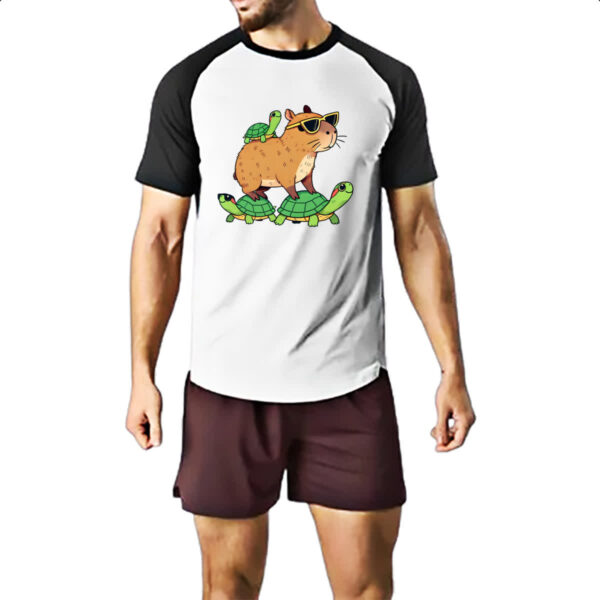 Camiseta Raglan Capivara corrida tartaruga - Imagem 2