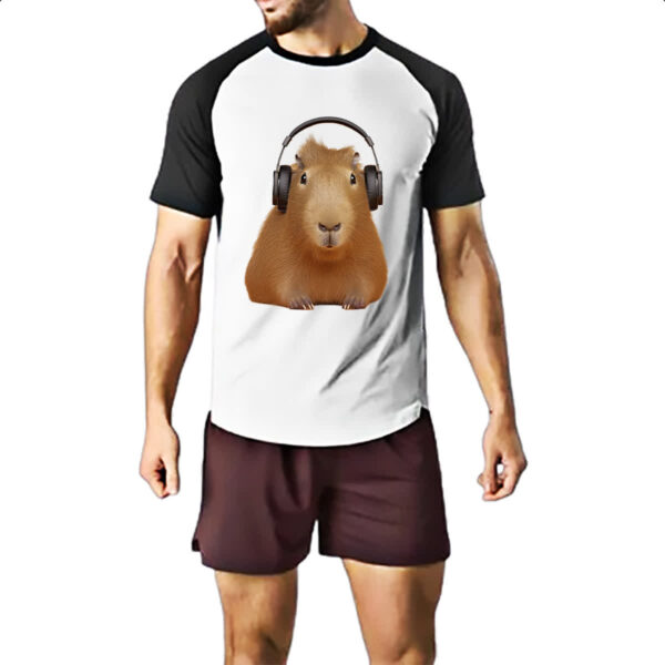 Camiseta Raglan Capivara headfone - Imagem 2