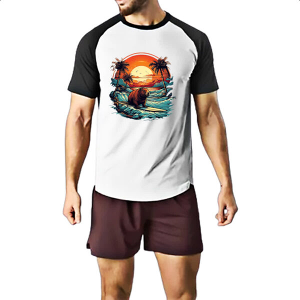 Camiseta Raglan Capivara Surf Sunset - Imagem 2