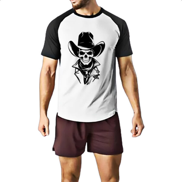 Camiseta Raglan Caveira Cowboy Face - Imagem 2