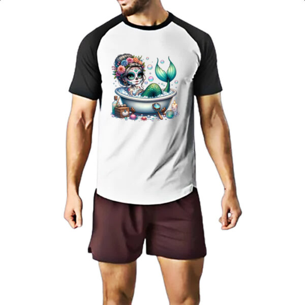 Camiseta Raglan Caveira catrina sereia - Imagem 2