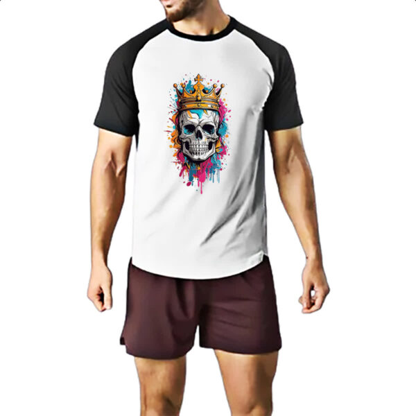 Camiseta Raglan Caveira do cranio do rei - Imagem 2