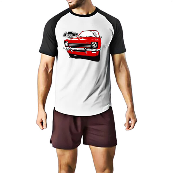 Camiseta Raglan Chevette vermelho primeira geracao pintura - Imagem 2