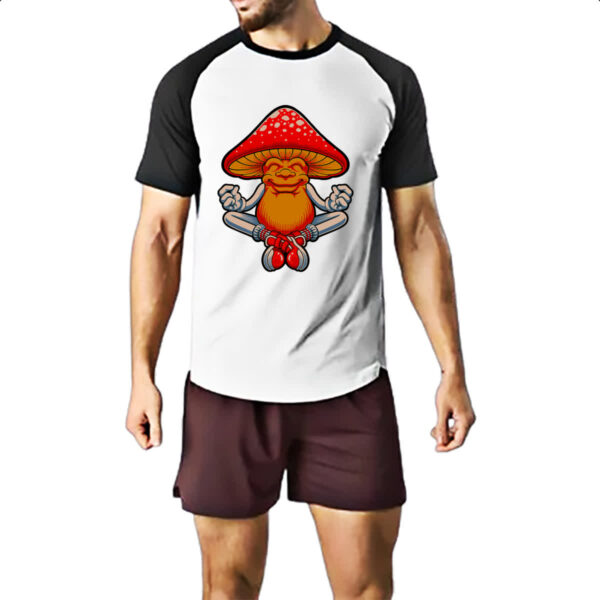 Camiseta Raglan Cogumelo meditando - Imagem 2