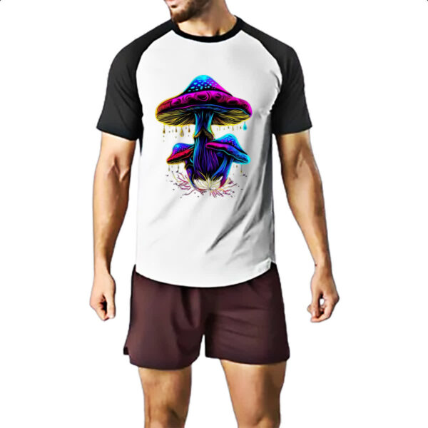 Camiseta Raglan Cogumelos neon - Imagem 2