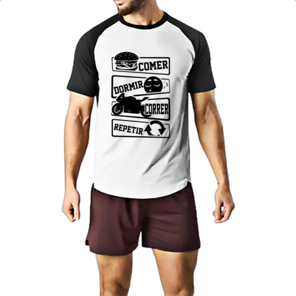 Camiseta Raglan Comer Dormir Correr Repetir - Imagem 2