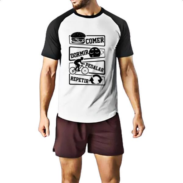Camiseta Raglan Comer Dormir Pedalar Repetir - Imagem 2