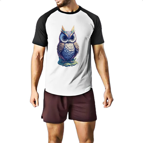 Camiseta Raglan Coruja Fantasy Art Neon - Imagem 2