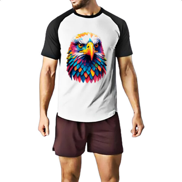 Camiseta Raglan Aguia colorida color art - Imagem 2