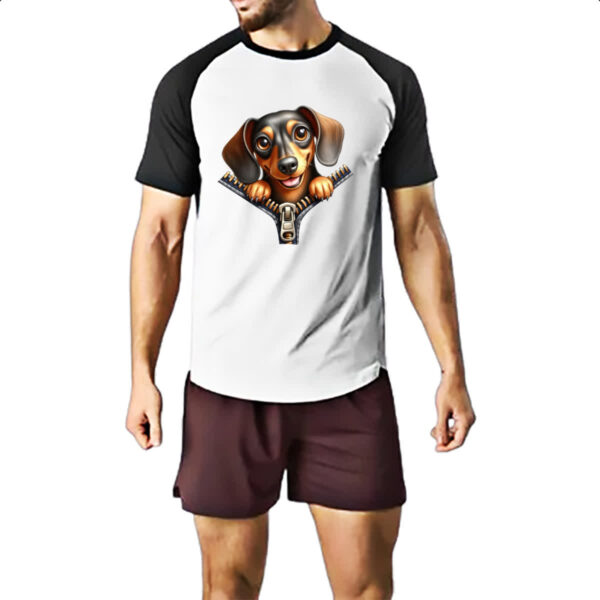 Camiseta Raglan Dachshund no Ziper - Imagem 2