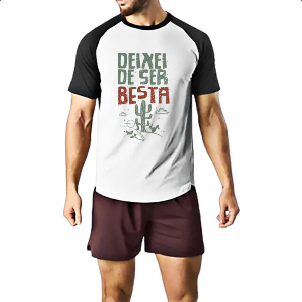 Camiseta Raglan Deixei de ser besta - Imagem 2