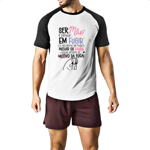 Camiseta Raglan Dia das maes fugir com filhos - Imagem 2