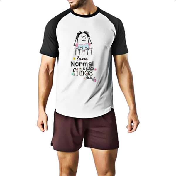 Camiseta Raglan Dias das mae Flork normal a cinco filho atras - Imagem 2
