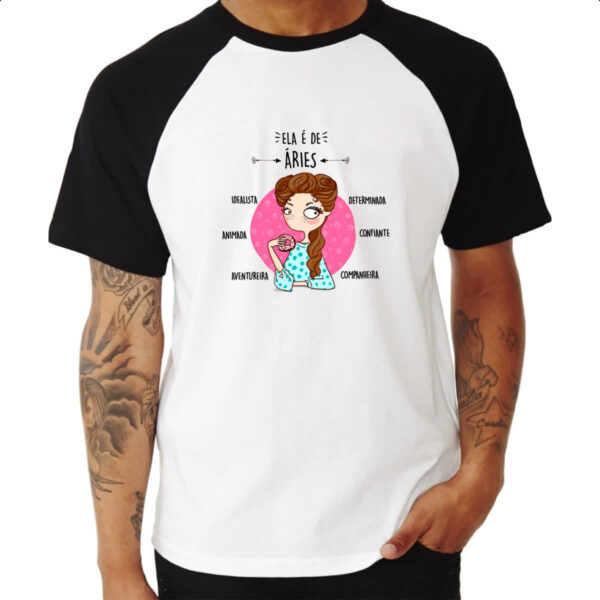 Camiseta Raglan Ela e de Aries - Imagem 3