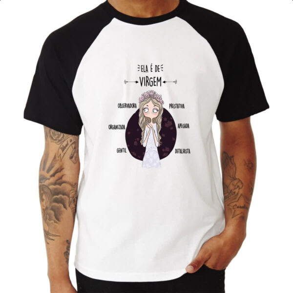 Camiseta Raglan Ela e de Virgem - Imagem 3