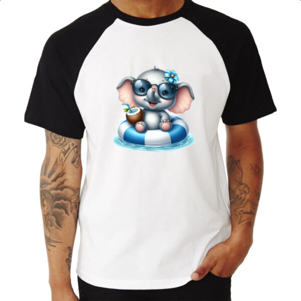 Camiseta Raglan Elefante na boia - Imagem 3