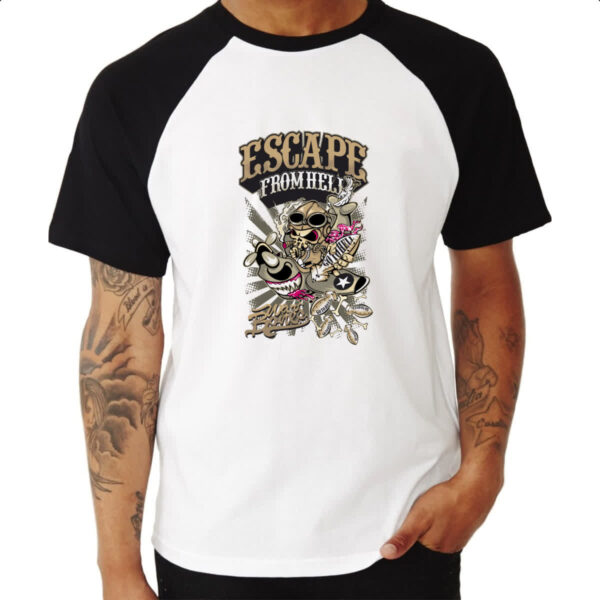 Camiseta Raglan Escape from hell war bones - Imagem 3