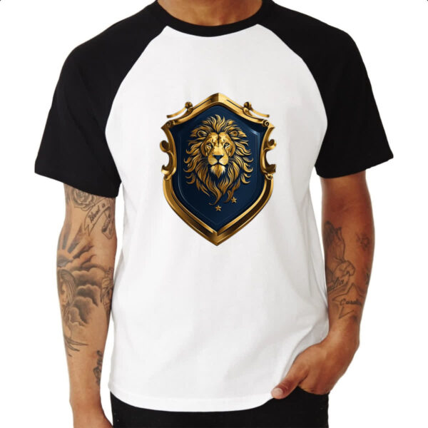 Camiseta Raglan Escudo dourado leao de juda - Imagem 3