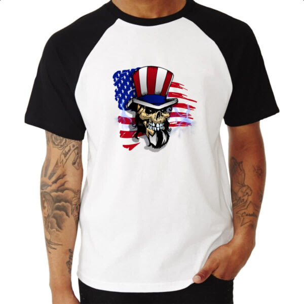 Camiseta Raglan American Skull - Imagem 3