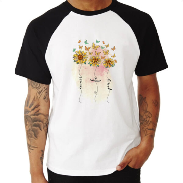 Camiseta Raglan Amor fe e paz - Imagem 3