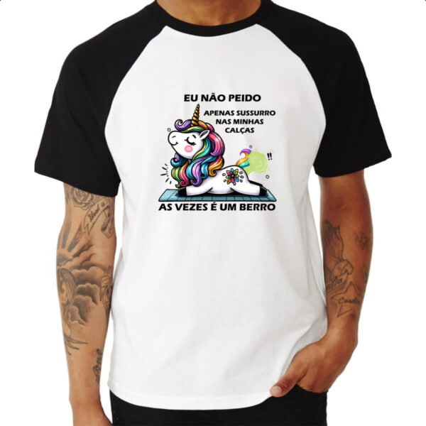 Camiseta Raglan Eu nao peido unicornio - Imagem 3