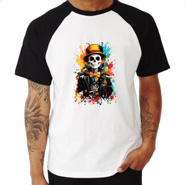 Camiseta Raglan Jack Skeleton Londres Street - Imagem 3