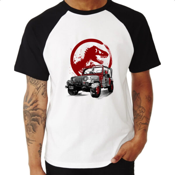 Camiseta Raglan JeepWrangler Jurassic Park - Imagem 3