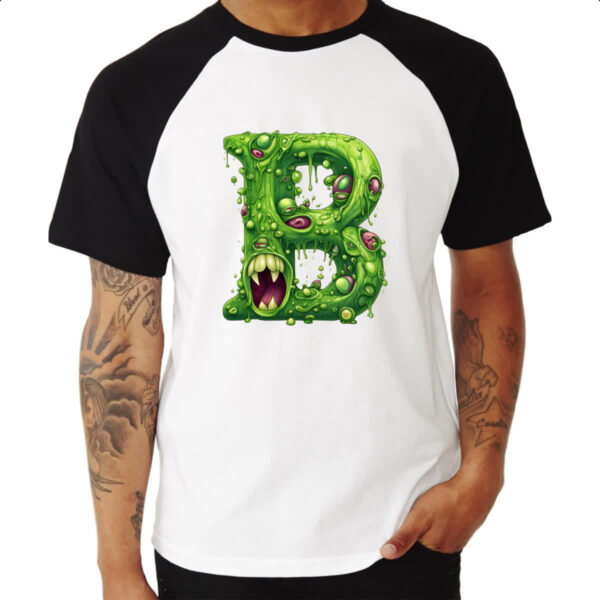 Camiseta Raglan Zumbi Alfabeto Letra B - Imagem 3