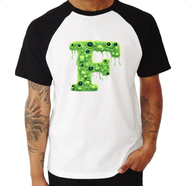 Camiseta Raglan Zumbi Alfabeto Letra F - Imagem 3