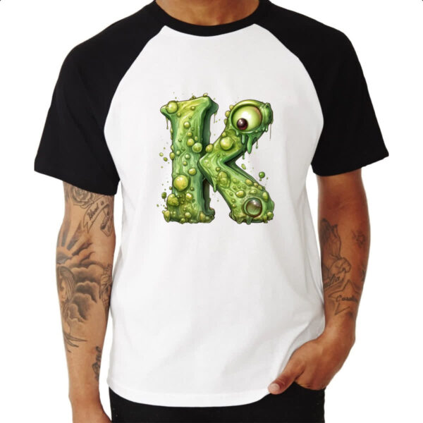 Camiseta Raglan Zumbi Alfabeto Letra K - Imagem 3
