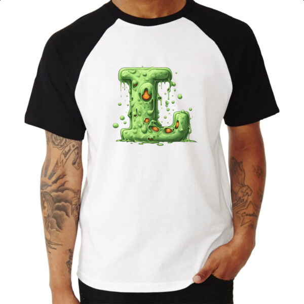 Camiseta Raglan Zumbi Alfabeto Letra L - Imagem 3